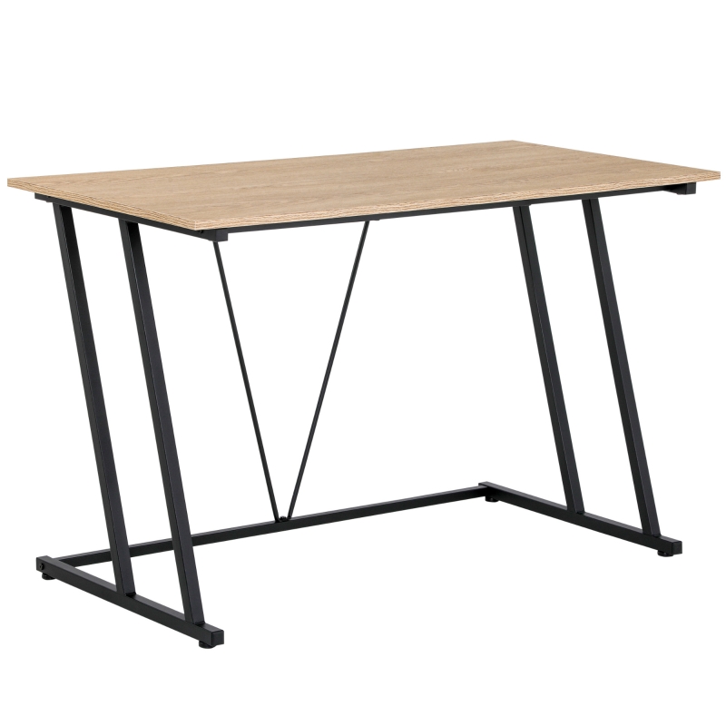 HOMCOM Home Office Computer Desk, Writing Desk, Laptop Table with Z-Shaped Metal Frame, V-Shaped Support Bar, and MDF Tabletop, Black