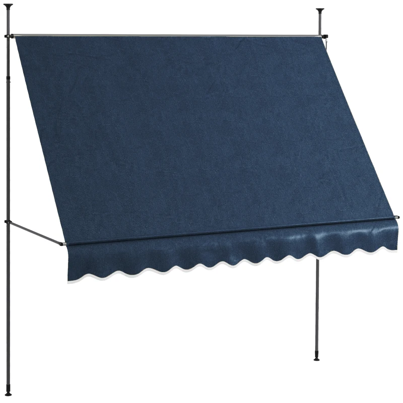 Outsunny 10' x 4' Manual Retractable Awning, Non-Screw Freestanding Patio Awning, UV Resistant, for Window or Door, Blue