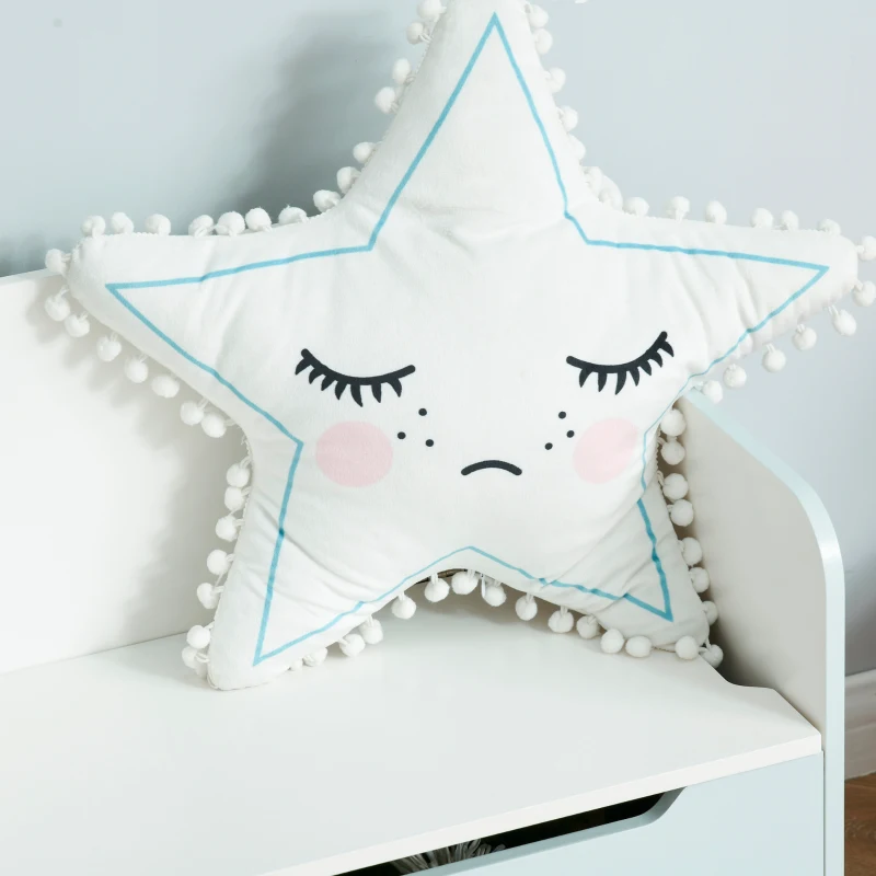 Qaba Kids Wooden Toy Storage Box Organizer Chest Chair 2 in 1 Design with Gas Stay Bar Seating Bench 23.5" x 12" x 20" Light White