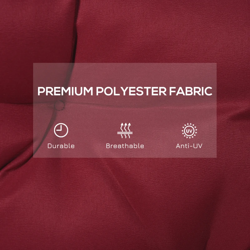 Outsunny 2 Seater Garden Bench Cushion, Soft Thick Outdoor Non-Slip 2 Seater Soft Pad With Backrest for Garden Patio, 47" x 43" x 5", Wine Red