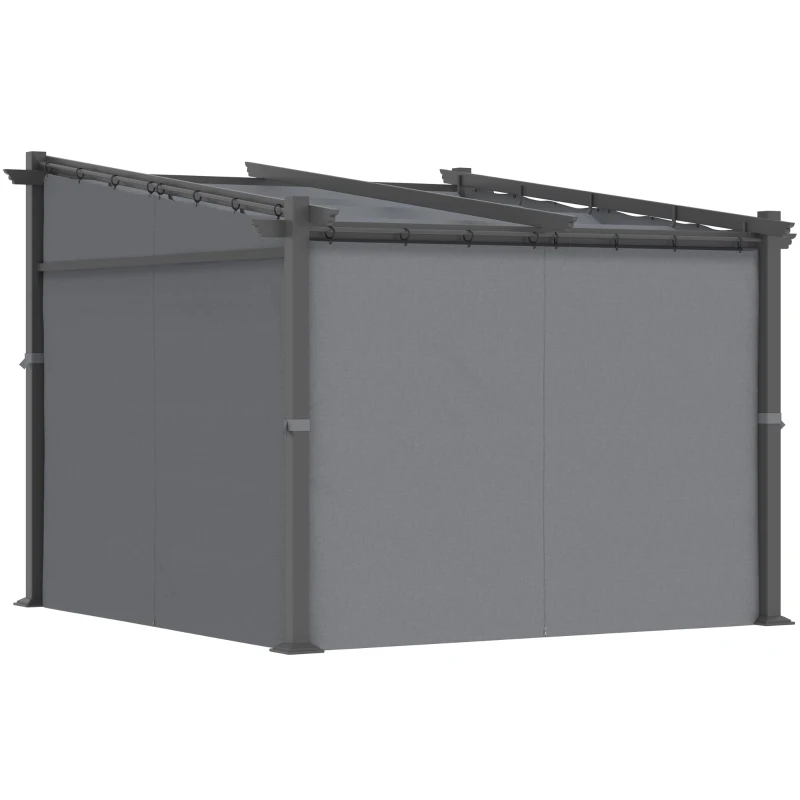 Outsunny Metal Pergola with Sliding Roof Canopy, Retractable Pergola Canopy, 10' x 10', Dark Grey