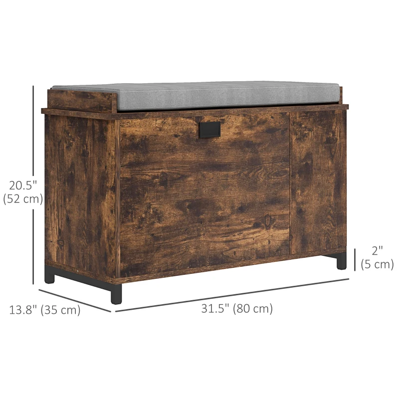 HOMCOM Shoe Storage with Seat, Upholstered Hallway Bench, Shoe Bench with Flip Drawer and Side Rack for 6 Pairs of Shoes