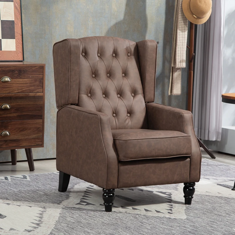 HOMCOM Faux Leather Armchair, Modern Accent Chair with Thick Padding for Living Room, Bedroom, Home Office, Brown