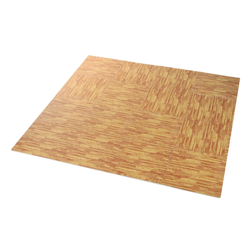 HOMCOM Soft Wood Grain EVA Foam Interlocking Floor Mats 72 Square Feet Exercise Workout Mat Kid Play Mat 18pcs (Dark Wood Grain)