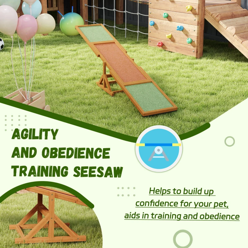 PawHut Wooden Dog Agility Seesaw for Training and Exercise, Weather Resistant, 83" L x 16" W x 14" H, Orange