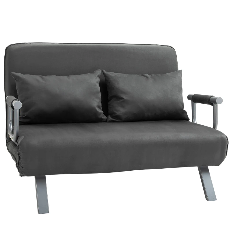 HOMCOM Convertible Sofa Bed Sleeper Chair, 5 Position Adjustable Backrest, Armchair Sleeper with Pillows, Leisure Chaise Lounge Couch, Gray