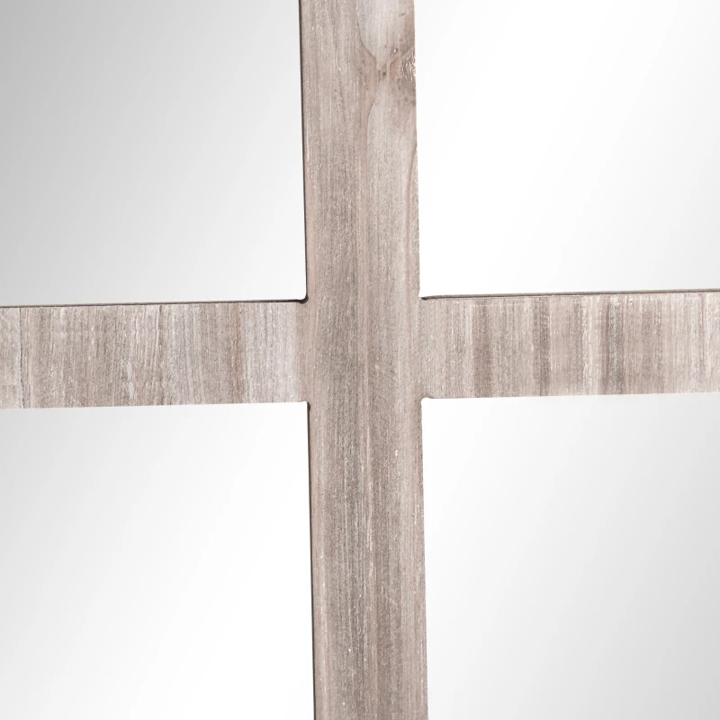 HOMCOM 41" x 31.5" Large Rustic Wall Mirror, Arch Window Mirror for Wall Decor in Living Room, Bedroom, Entryway, Natural