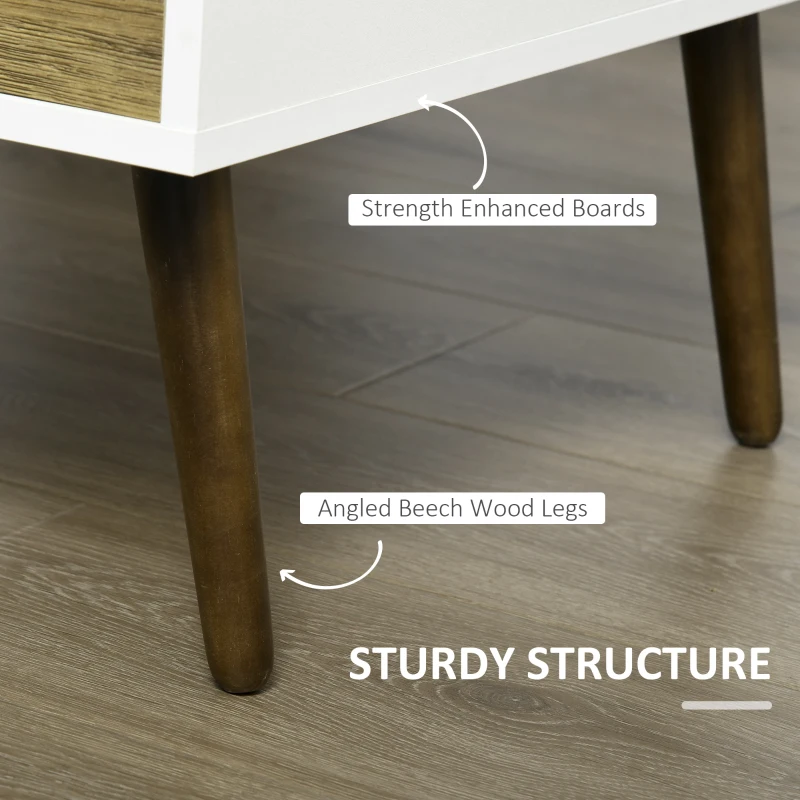 HOMCOM Coffee Table with 4 Drawers for Living Room, Cocktail Table, Center Table for Living Room, Natural