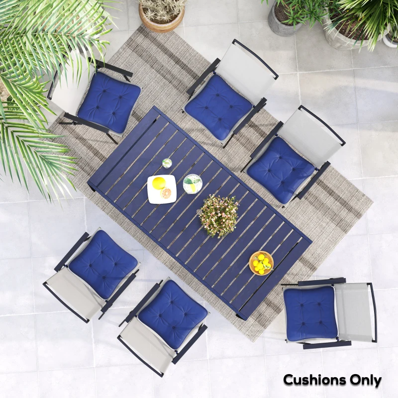 Outsunny 6-Piece Seat Cushion Replacement, Outdoor Patio Chair Cushions Set with Ties, Button Tufted, Dark Blue