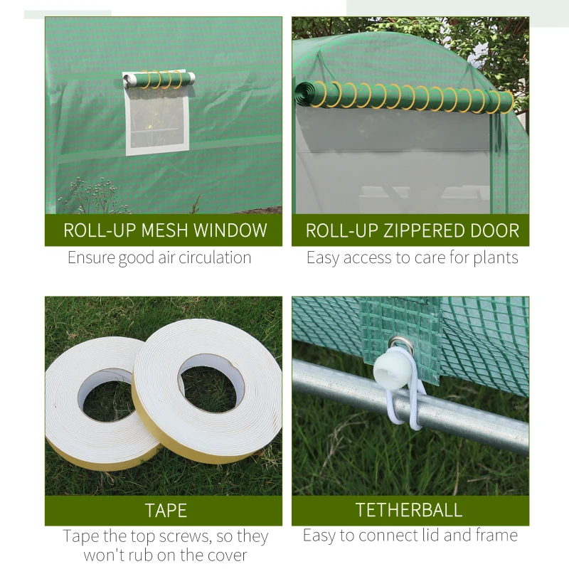 Outsunny Steel Frame Walk-In Tunnel Greenhouse Garden Warm House Large Hot House Kit with Windows & Door, 19' x 10' x 7', Green