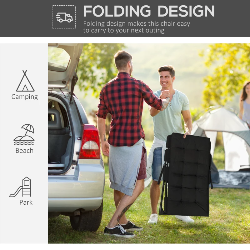 Outsunny Outdoor Folding Lawn Chair, Foldable Chair with Cushion, Armrest and Steel Frame for Poolside, Deck, Backyard