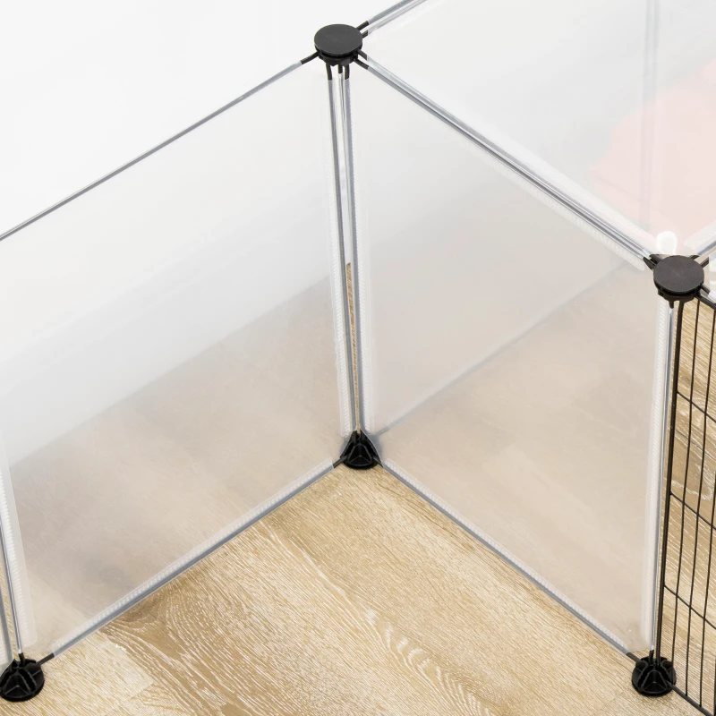 PawHut 20 Panels DIY Small Animal Cage with Door, Top Cover, Indoor Yard Fence for Guinea Pig, Hedgehog, Bunny, White