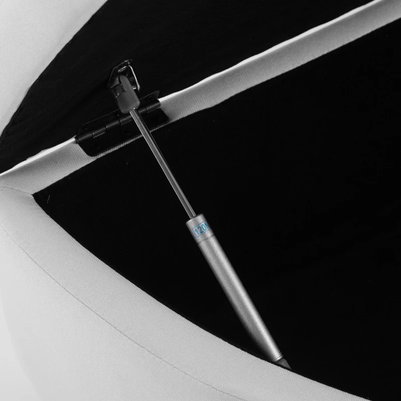 HOMCOM Half Moon Storage Ottoman, Upholstered Button Tufted Storage Bench with Lift Lid and Wood Legs, for Living Room, Entryway, White