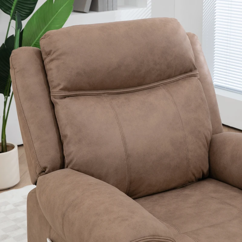 HOMCOM Manual Recliner Chair with Vibration Massage, Side Pockets, Microfibre Reclining Chair for Living Room, Brown