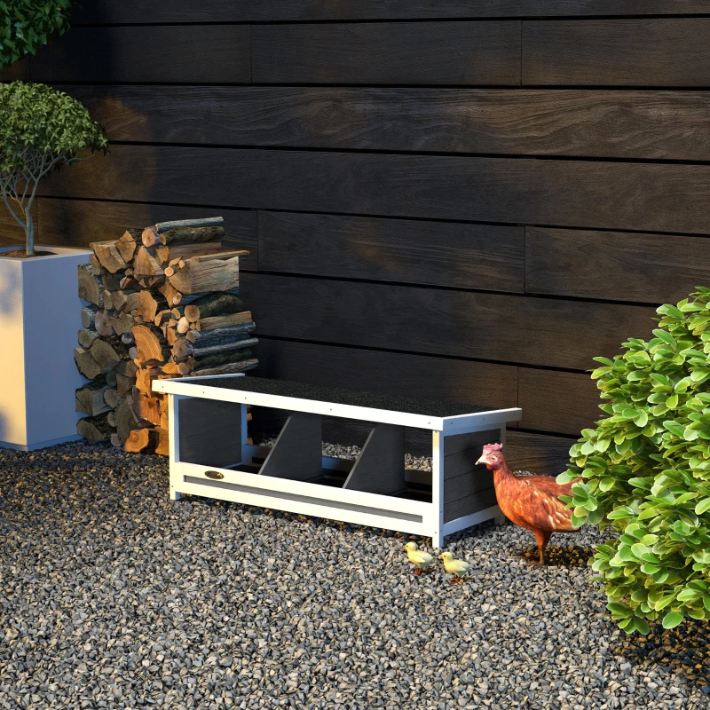 PawHut Wood Nesting Boxes Chicken Coop Accessories for Up to 3 Chickens, with Asphalt Roof, Gray