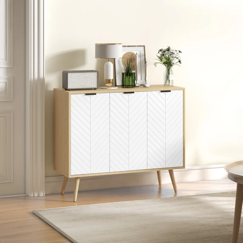 HOMCOM Modern Sideboard and Buffet, Dining Room Cabinet with Adjustable Shelves for Kitchen, Living Room, Natural