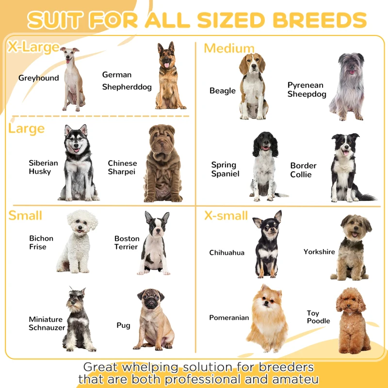 PawHut Whelping Box for Puppies with Pee Pad, Pig Rail, Adjustable Door for Small, Medium & Large Breed Dogs Birth, 49" x 48"