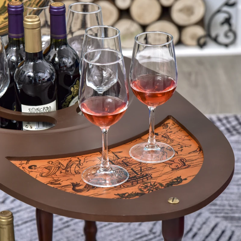 HOMCOM Rolling 28" Globe Wine Bar Stand Wine Cabinet Bottle Shelf Holder Wine Host Trolley with Wheels for 18 Bottles, Brown