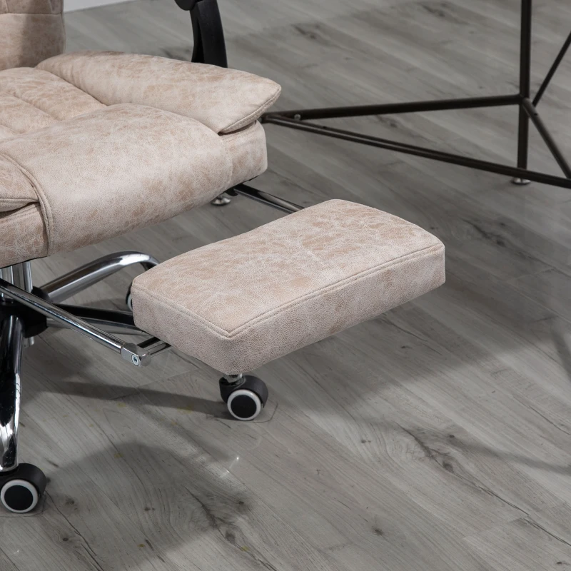 Vinsetto Microfiber Computer Chair, Executive Office Chair with Reclining Backrest Retractable Footrest Adjustable Height Beige