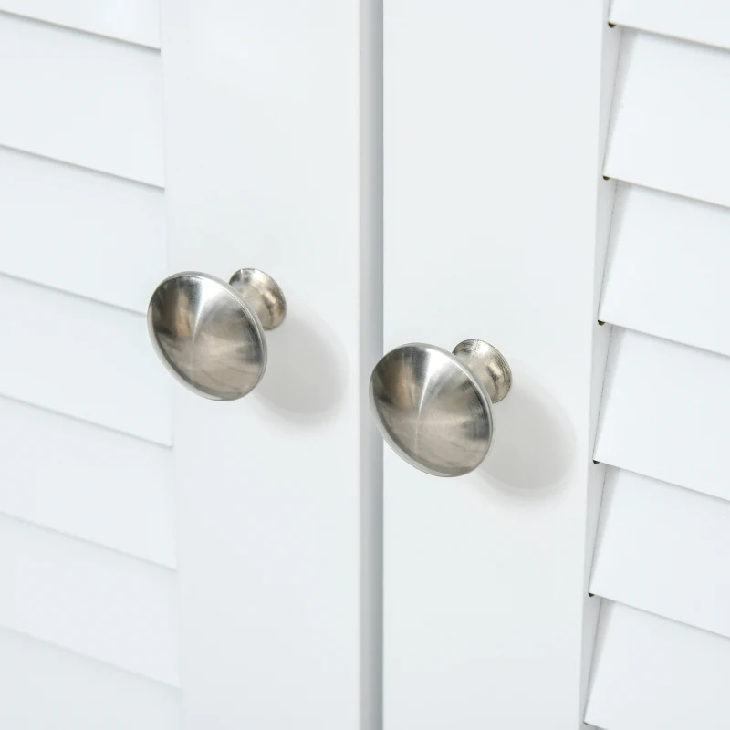 HOMCOM Storage Cabinet Kitchen Sideboard with Louvered Doors, Freestanding Bathroom Cabinet, White