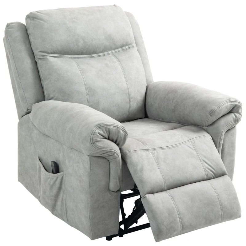 HOMCOM Manual Recliner Chair with Vibration Massage, Side Pockets, Microfibre Reclining Chair for Living Room, Grey