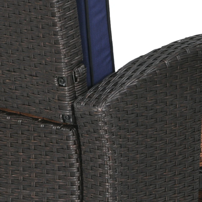 Outsunny Outdoor Recliner Chair with Adjustable Backrest, Cushion, Side Tray, Blue