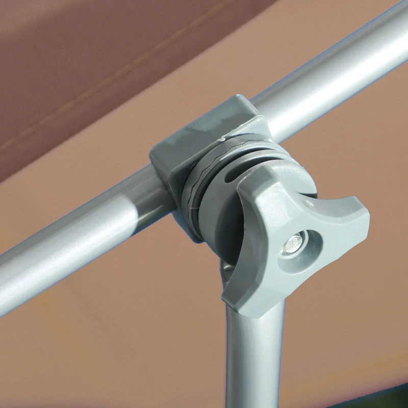 Outsunny Outdoor Pool Chaise Lounge Chair, Folding Tanning Chair with Sun Shade, Tan