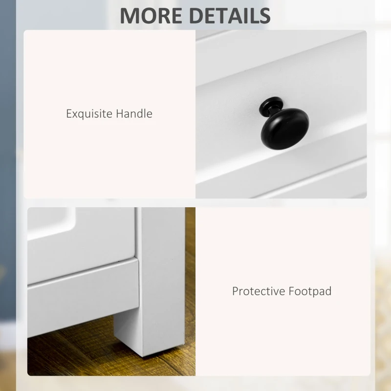 HOMCOM Sideboard, Modern Kitchen Storage Cabinet with Drawers and Adjustable Shelf, for Living Room and Entryway, White