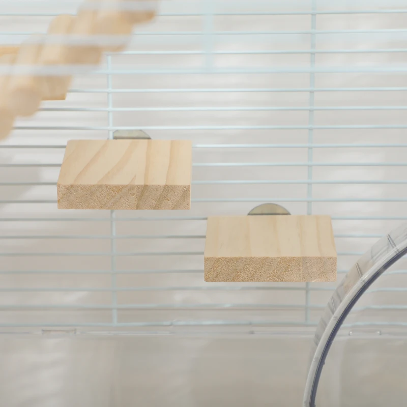 PawHut Wooden Hamster Cage, Gerbil Cage with Deep Bottom, Exercise Wheel, Food Dish, White