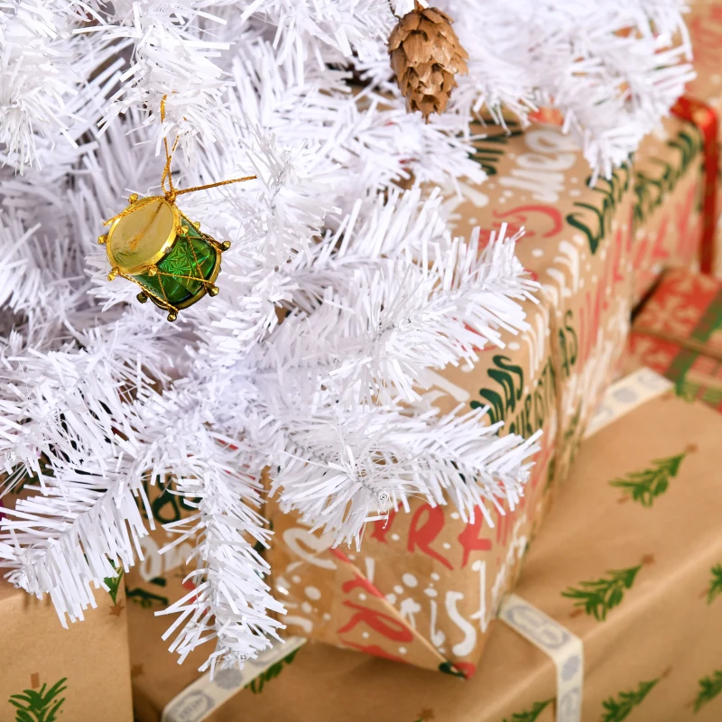 HOMCOM 4.9ft Artificial Christmas Tree Xmas Holidays Decor with Ornament White