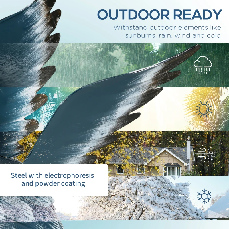 Outsunny Set of 2 Garden Sculptures, Heron Garden Statues for Lawn, Patio, Backyard Decoration, 29" & 27.5", Blue & White