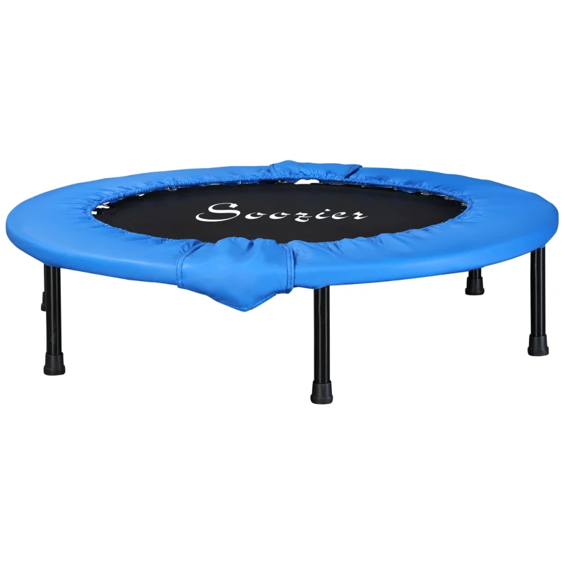 Soozier Φ40" Mini Fitness Trampoline Home Gym Yoga Exercise Rebounder Indoor Outdoor Jumper with Safety Pad, Blue and Black