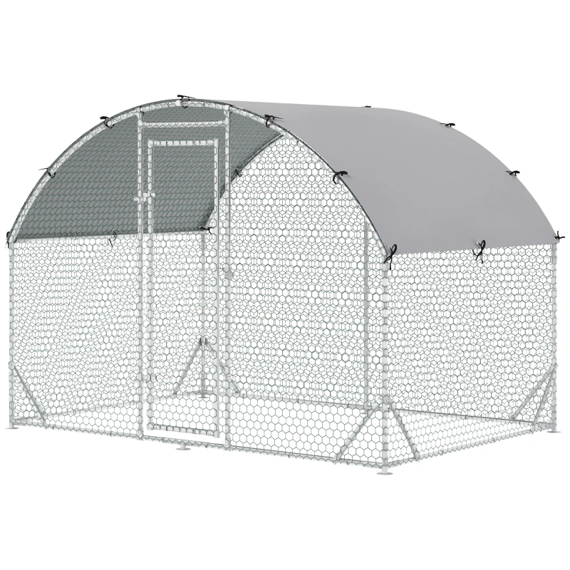 PawHut Large Chicken Coop Metal Chicken Run with Waterproof and Anti-UV Cover, Dome Shaped Walk-in Fence Cage Hen House for Outdoor and Yard Farm Use, 1" Tube Diameter, 9.2' x 6.2' x 6.5'