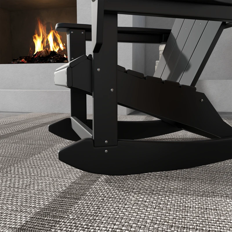 Outsunny Outdoor Rocking Chair, HDPE Adirondack Porch Rocker Chair for Garden, Patio, Black