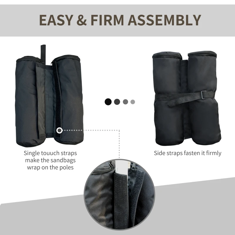 Outsunny 33lbs Canopy Weights Bags for Stability, Sandbag Anchor for Gazebo, Pop Up Tent Canopy, Canopies, Set of 4 - Black