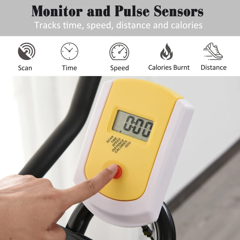 Soozier Stationary Exercise Bike, Indoor Cardio Workout Cycling Bike with with Belt Drive Adjustable Resistance, Seat, Handlebar w/ LCD Display for Home Gym