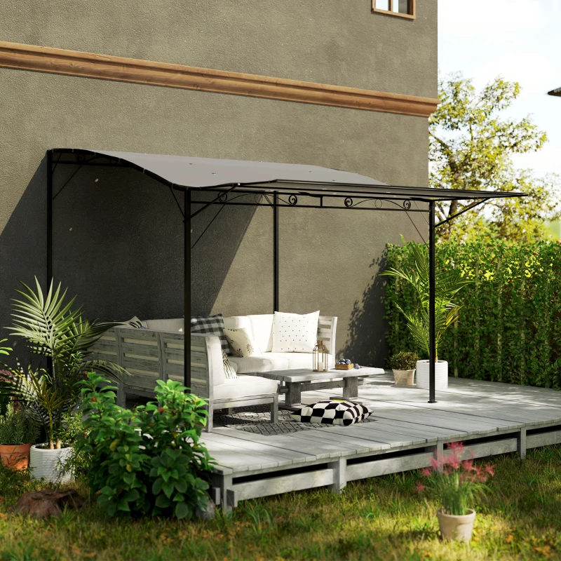 Outsunny 10' x 8' Outdoor Pergola and Patio Gazebo for Garden, Camper, Deck, Doors and Windows, Dark Gray
