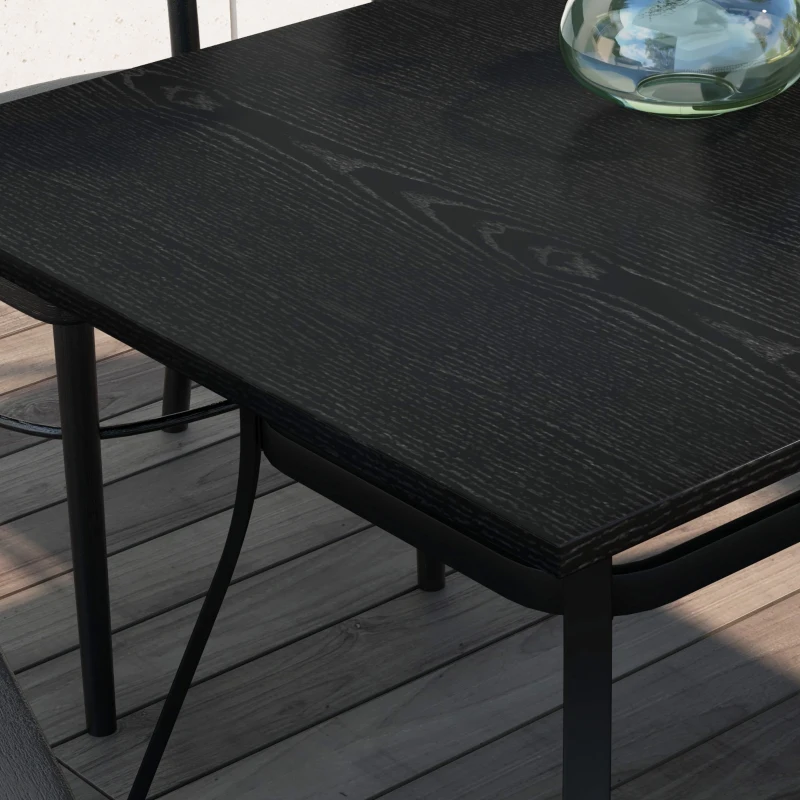 Outsunny Rectangle Patio Dining Table for 6 People with Steel Legs, Metal Tabletop for Garden, Backyard, Lawn, Balcony, Black