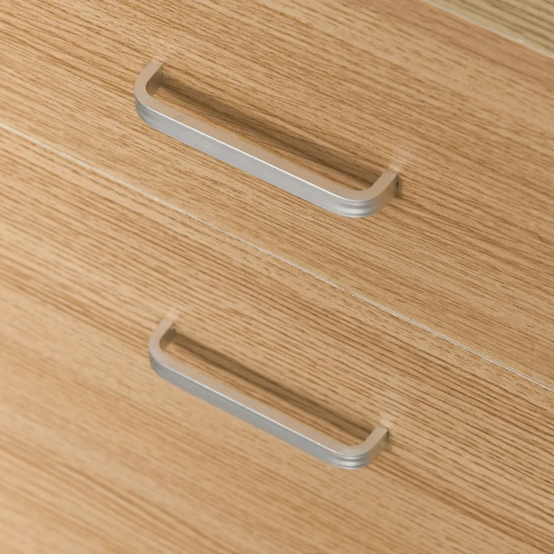 Vinsetto 2 Drawer File Cabinet with Lock and Keys, Mobile Vertical Filing Cabinet with Wheels and Drawers, Home Office Cabinet, Natural