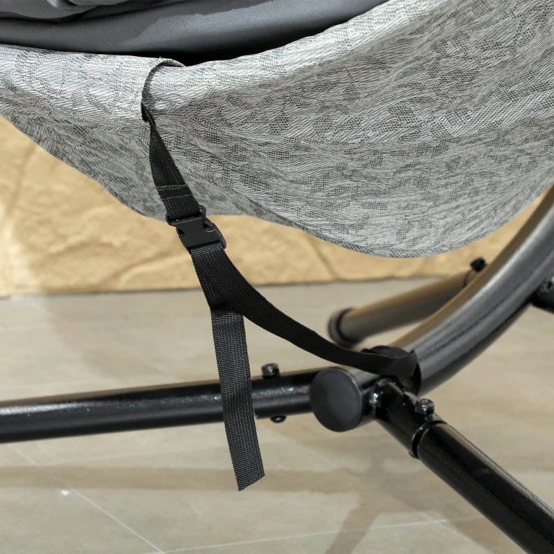 Outsunny Egg Chair with Folding Basket, Outdoor Indoor Hanging Swing Chair with Stand, Cushions for Patio, Balcony, Grey