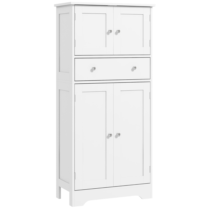 HOMCOM 50.5" Kitchen Storage Cabinet, Modern Kitchen Pantry Cabinet with 4 Doors, Drawer, Adjustable Shelf, White