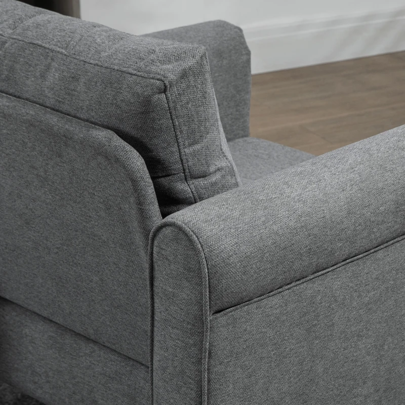 HOMCOM Vintage Armchair, Upholstered Accent Chair with Rolled Arms, Gourd-Shaped Rubber Wood Legs, Light Grey