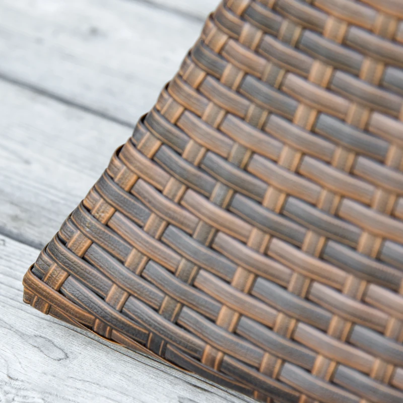 Outsunny Rattan Wicker Side Table, 21.3" Square Outdoor End Table with Umbrella Hole 2-Tier Storage for Patio Garden Mixed Brown