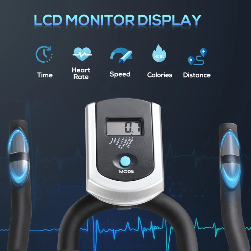 Soozier Upright Exercise Bike, Home Gym Cycling Fitness Machine, Equipment with Adjustable Resistance LCD Monitor Bottle Holder, Sliver