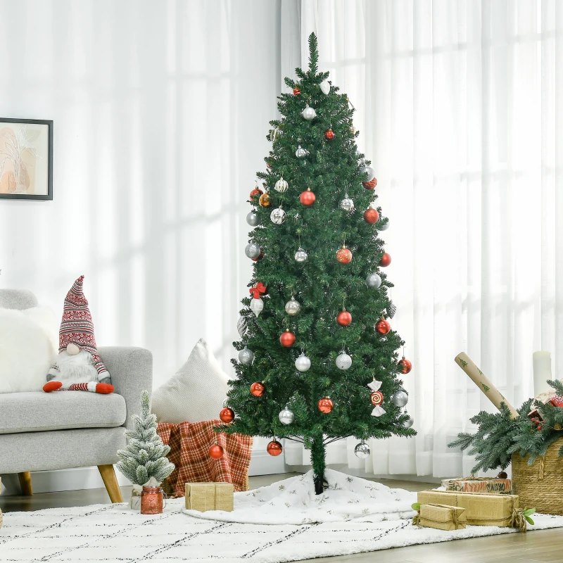 HOMCOM 6' Artificial Christmas Tree, Unlit Xmas Tree with Realistic Branch Tips for Indoor, Home, Holiday, Green