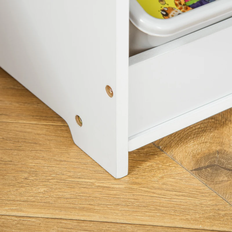 Qaba 3-Piece Kids Table and Chair Set Writing Desk with Storage Boxes Hollow Star Design for Toddler Activities 2-4 Years old, White