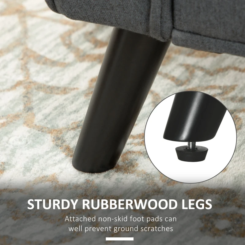 HOMCOM Modern Upholstered Storage Bench with Arms, Linen-Feel Fabric Ottoman Bench for Bedroom Entryway Living Room, Dark Gray