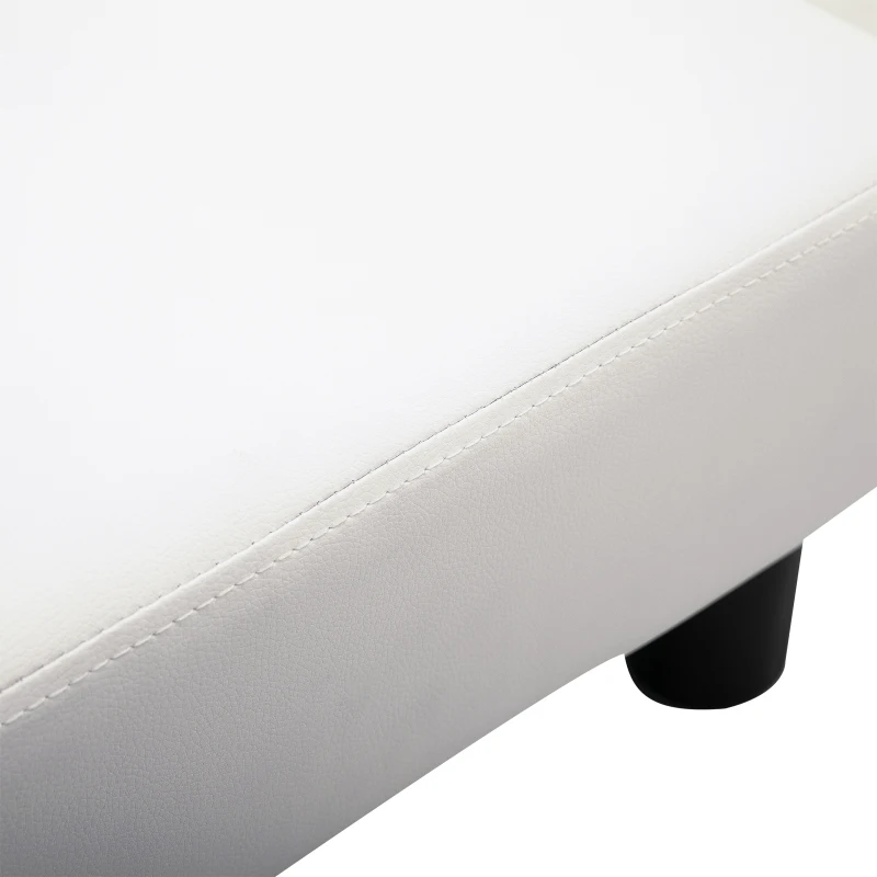 HOMCOM Ottoman Foot Rest, Small Foot Stool with Faux Leather Upholstery, Rectangular Ottoman Footrest with Padded Foam Seat and Plastic Legs, Bright White