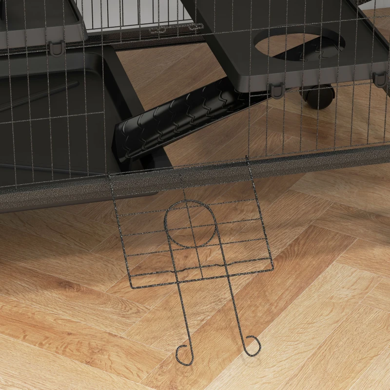 PawHut 5-Tier Rolling Small Animal Cage, Deluxe Guinea Pig Cage, Ferret Cage for Mink Chinchilla Kitten Rabbit, Grey