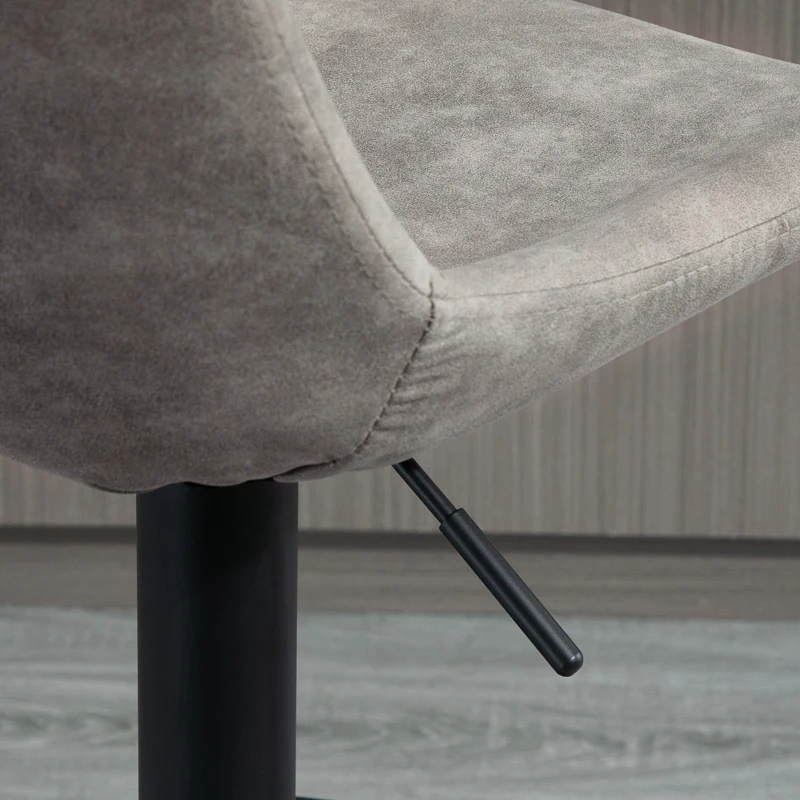 HOMCOM Adjustable Bar Stools Set of 2, Leathaire Swivel Barstools with Back and Footrest, Upholstered Bar Chairs for Kitchen, Dining Room, Home Pub, Grey